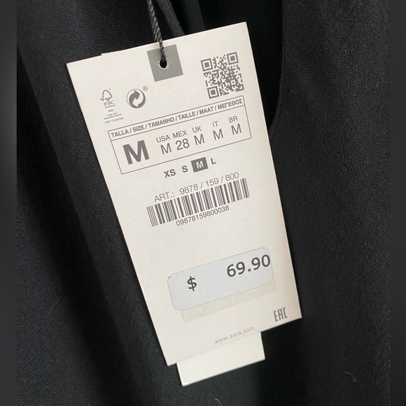 Zara Asymmetric Sleeve Dress, Size Medium - Picture 5 of 5